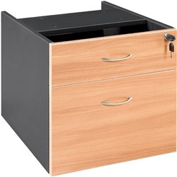  OM Fixed Pedestal 1 Drawer 1 File 464W x 400D x 450mmH Beech And Charcoal 