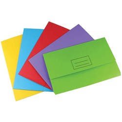  Stat Document Wallet Foolscap Manilla 30mm Gusset Assorted Pack of 25 