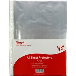  Stat Sheet Protectors A4 Light Weight 35 Micron Clear Pack of 20 