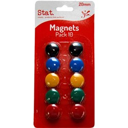  Stat Magnets 20mm Assorted Colours Pack of 10 