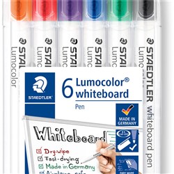  Staedtler 301 Lumocolor Whiteboard Marker Bullet 1mm Assorted Wallet of 6 