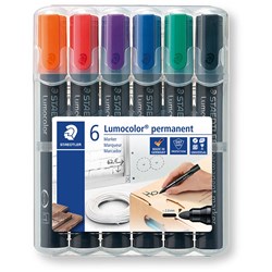  Staedtler 352 Lumocolor Permanent Marker Bullet 2mm Assorted Wallet of 6 