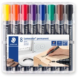  Staedtler 352 Lumocolor Permanent Marker Bullet 2mm Assorted Wallet of 8 