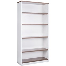  OM Premier Bookcase 900W x 320D x 1800mmH 4 Shelf Casnan And White 
