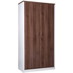  OM Premier Stationery Cupboard 900W x 450D x 1800mmH Casnan and White 