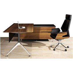  Novara Executive Desk Right Hand Return 2350W x 1850D x 750mmH Zebrano And Black 