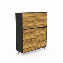  Novara 4 Door Cupboard 1224W x 425D x 1720mmH Zebrano And Black 