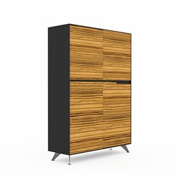  Novara 6 Door Cupboard 1825W x 425D x 1232mmH Zebrano And Black 