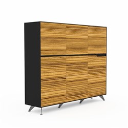  Novara 6 Door Cupboard 1825W x 425D x 1552mmH Zebrano And Black 
