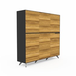  Novara 6 Door Cupboard 1825W x 425D x 1752mmH Zebrano And Black 