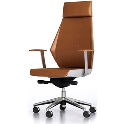  Evolution Executor IV Chair Tan Leather And White PVC 0 