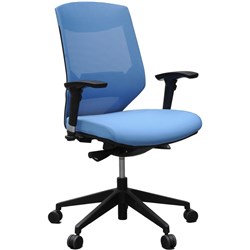  Vogue Mesh Back Chair Medium Back With Arms Blue 