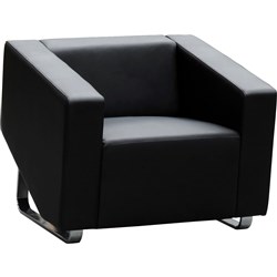  Cube Lounge Single Seater 860W x 720D x 880mmH Black Leather 