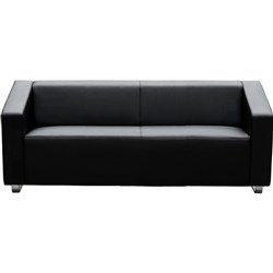  Cube Lounge 3 Seater 1980W x 720D x 880mmH Black Leather 