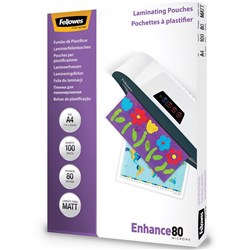 Fellowes Laminating Pouch A4 80 Micron Matte Pack Of 100 