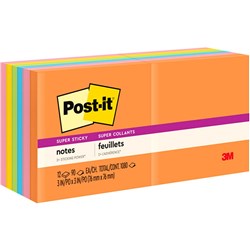  Post-It 654-12SSUC Super Sticky Notes 76mmx76mm Energy Boost Pack of 12 