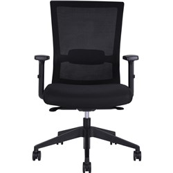  Portland Mesh Back Chair Medium Back With Arms Black 