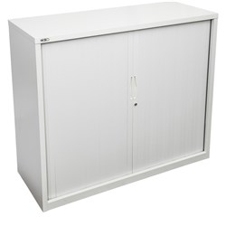  Rapidline Go Tambour Door Cupboard Includes 2 Shelves 1200W x 473D x 1016mmH White 