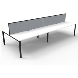  Rapidline Deluxe Infinity Desk Profile Leg Two Sided + Screen 4 Person 2400mmW White/Black 