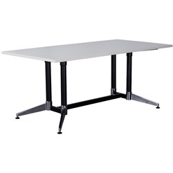 RAPIDLINE FURNX - TTR2412 NW - Typhoon Boardroom Meeting - Table 2400Wx1200mmD White Top - Black Legs with Chrome Base
