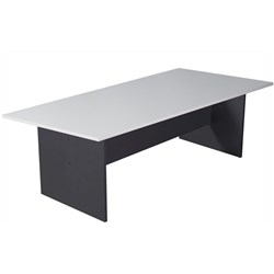  Rapidline Rectangle Boardroom Table 2400W x 1200D x 730mmH White and Ironstone Base 