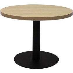  Rapidline Disc Base Coffee Table 600D x 450mmH Oak Top Black Base 