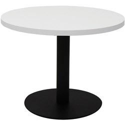  Rapidline Disc Base Coffee Table 600D x 450mmH White Top Black Base 