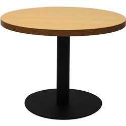  Rapidline Disc Base Coffee Table 600D x 450mmH Beech Top Black Base 