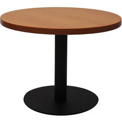  Rapidline Disc Base Coffee Table 600D x 450mmH Cherry Top Black Base 