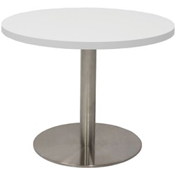 Rapidline Disc Base Coffee Table 600D x 450mmH White Silver Base 