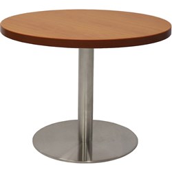  Rapidline Disc Base Coffee Table 600D x 450mmH Cherry Top Silver Base 