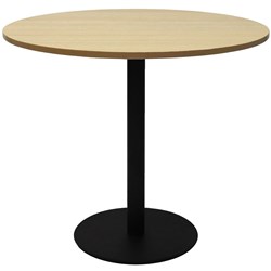  Rapidline Disc Base Round Table 900D x 755mmH Oak Top Black Base 