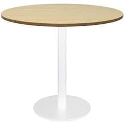  Rapidline Disc Base Round Table 900D x 755mmH Oak Top White Base 