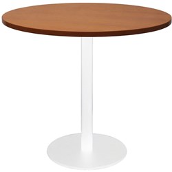  Rapidline Disc Base Round Table 900D x 755mmH Cherry Top White Base 