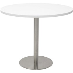  Rapidline Disc Base Round Table 900D x 755mmH White Top Silver Base 