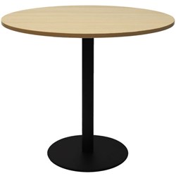  Rapidline Disc Base Round Table 1200D x 755mmH Oak Top Black Base 