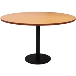  Rapidline Disc Base Round Table 1200D x 755mmH Beech Top Black Base 