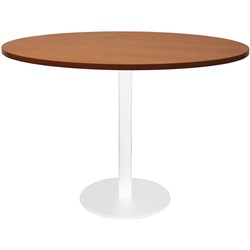  Rapidline Disc Base Round Table 1200D x 755mmH Cherry Top White Base 