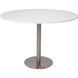  Rapidline Disc Base Round Table 1200D x 755mmH White Top Silver Base 