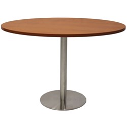  Rapidline Disc Base Round Table 1200D x 755mmH Cherry Top Silver Base 