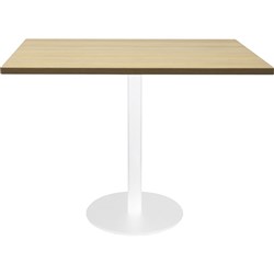  Rapidline Square Meeting Table 900W X 900D x 755mmH Oak Top White Base 