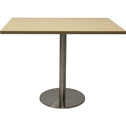  Rapidline Square Meeting Table 900W X 900D x 755mmH Oak Top Silver Base 