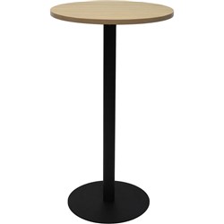  Rapidline Disc Base Dry Bar Table 600D x 1085mmH Oak Top Black Base 