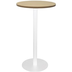  Rapidline Disc Base Dry Bar Table 600D x 1085mmH Oak Top White Base 