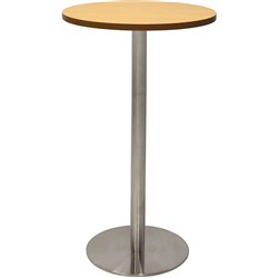  Rapidline Disc Base Dry Bar Table 600D x 1085mmH Beech Top Silver Base 