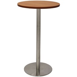  Rapidline Disc Base Dry Bar Table 600D x 1085mmH Cherry Top Silver Base 