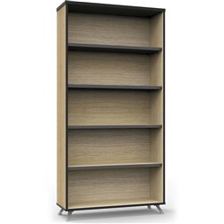  Rapidline Infinity Bookcase 900W x 315D x 1800mmH 4 Shelf Oak With Black Edge 