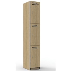  Rapidline Infinity Melamine 3 Door Locker 305Wx455Dx1850mmH Oak with Black Edging 