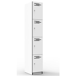  Rapidline Infinity Melamine 4 Door Locker 305Wx455Dx1850mmH White with Black Edging 