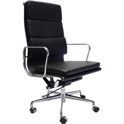  Rapidline PU900H Executive Chair Chrome Base And Arms High Back Black Padded PU 